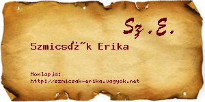 Szmicsák Erika névjegykártya
